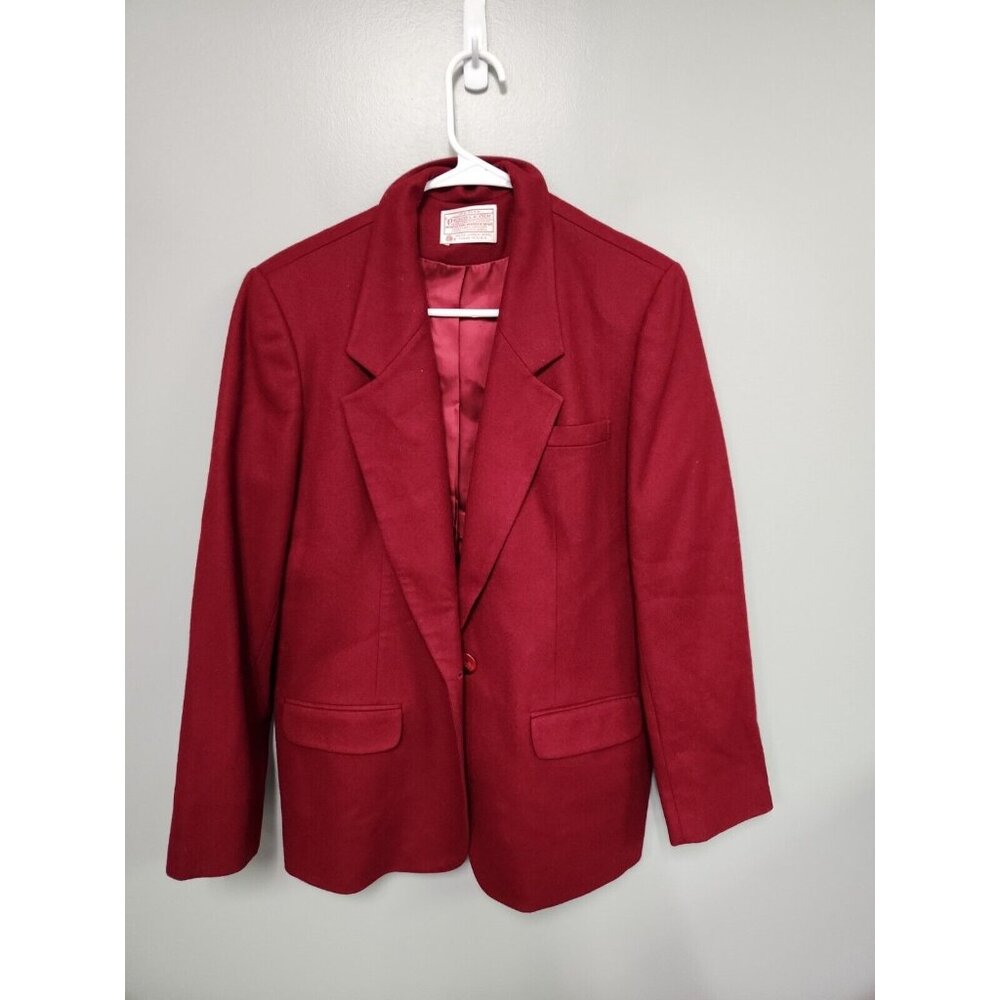 Pendleton Blazer Womens‎ 10 Petite Maroon Red  Made in USA  vintage